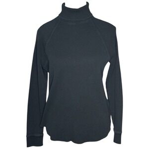 Everlane Organic Cotton Turtleneck Waffle Knit Top‎ Black Women's Size M